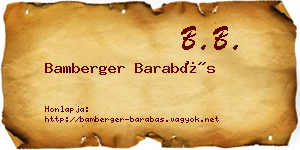 Bamberger Barabás névjegykártya